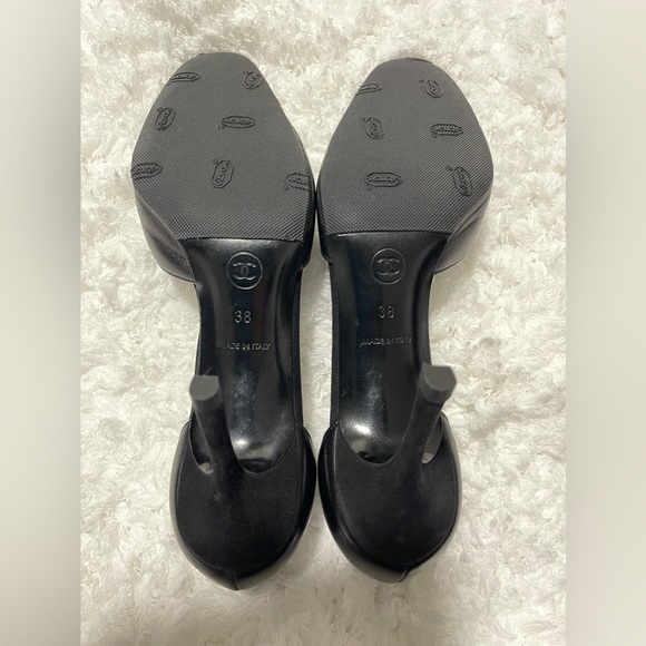 CHANEL Vintage Black Leather Pumps Heels Shoes Size 38 - Picture 10 of 12
